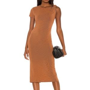NBD revolve branson midi dress in two tone brown